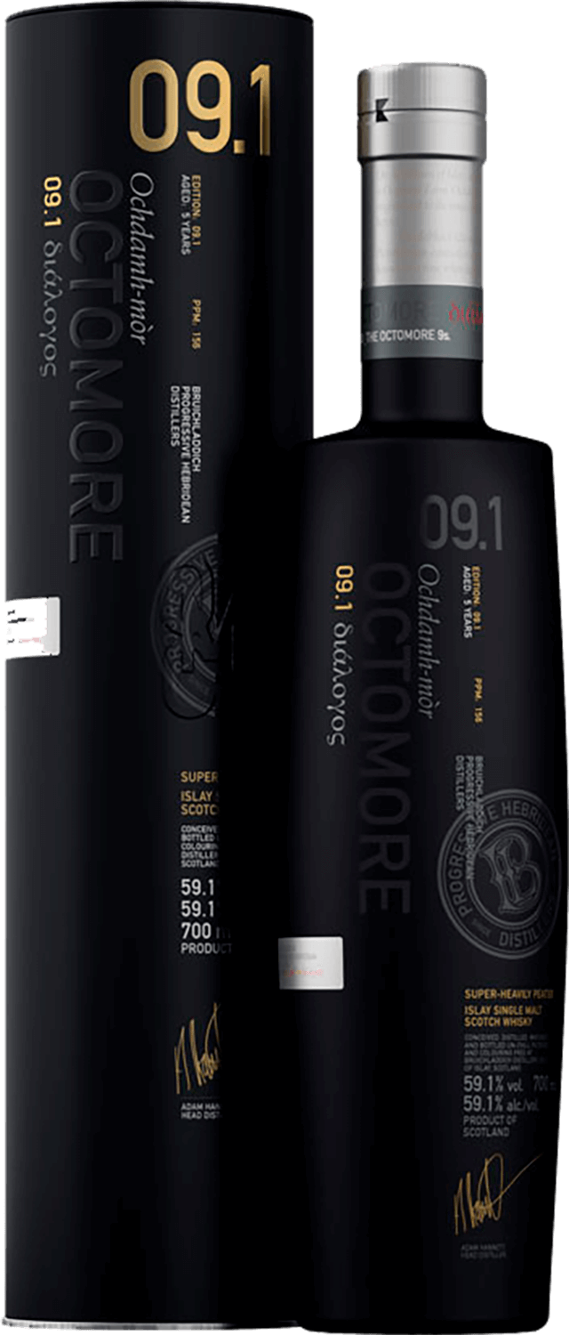 Брукладди Октомор 9.1 односолодовый шотландский виски в подарочной упаковке 0.7 л