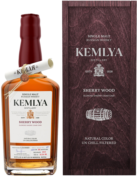 Кемля Шерри Вуд Сингл Молт солодовый виски в подарочной упаковке 0.7 л