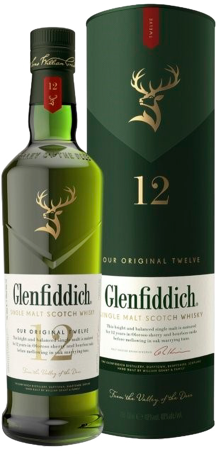 Гленфиддик Сингл Молт 12 Лет солодовый виски в подарочной упаковке 0.7 л