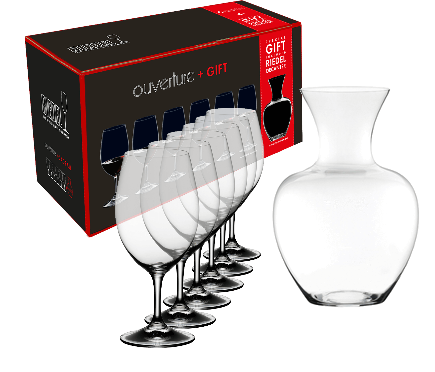 Стекло Riedel Ouverture Magnum (6 glasses set) & decanter Apple Ридель Оверча Магнум (набор из 6 бокалов) и декантер Эппл