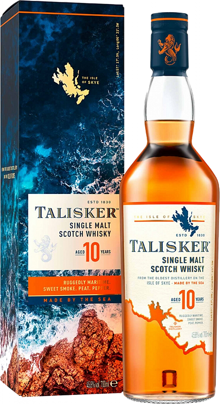 Талискер 10 лет шотландский односолодовый виски в подарочной упаковке 0.7 л