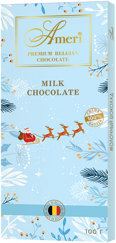 Амери Бельгийский Молочный Шоколад в новогодней упаковке 100г